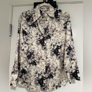VINCE silk floral button up blouse XS